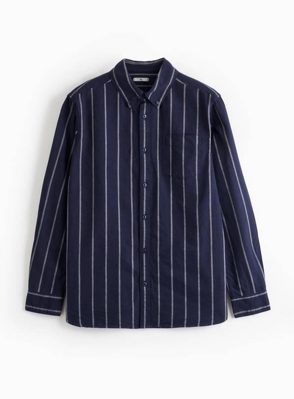 Navy Stripe Oxford Long Sleeve Shirt XXXXL