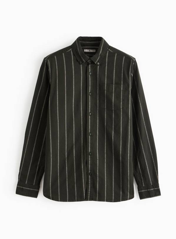 Khaki Stripe Long Sleeve Slim Fit Oxford Shirt L