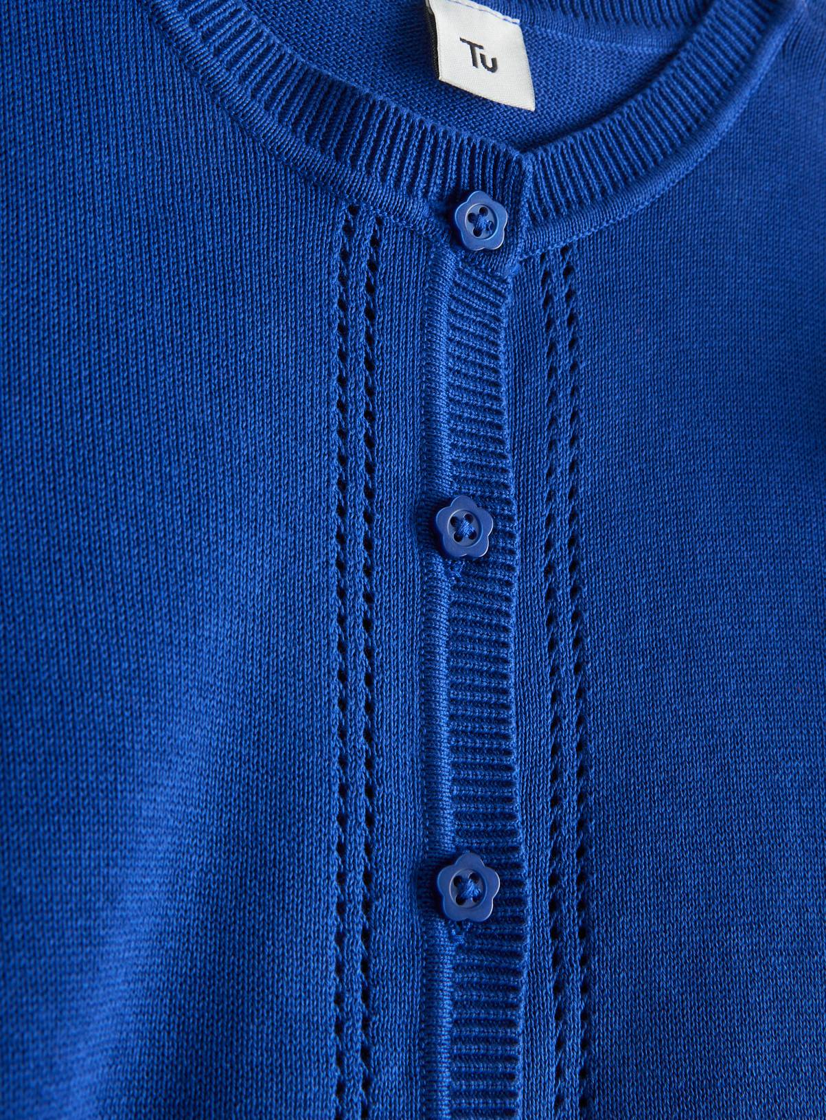 Blue Knitted Cotton Frill Sleeve Cardigan 5 years - Image 2