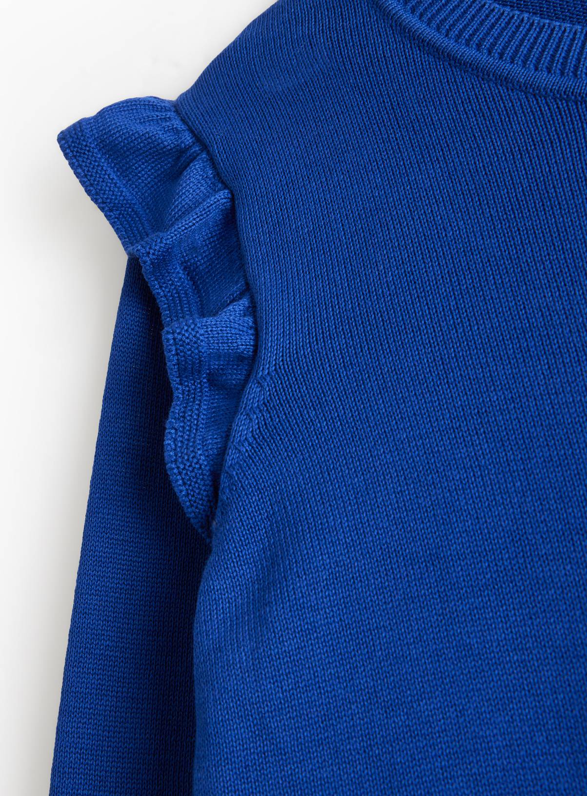 Blue Knitted Cotton Frill Sleeve Cardigan 5 years - Image 3