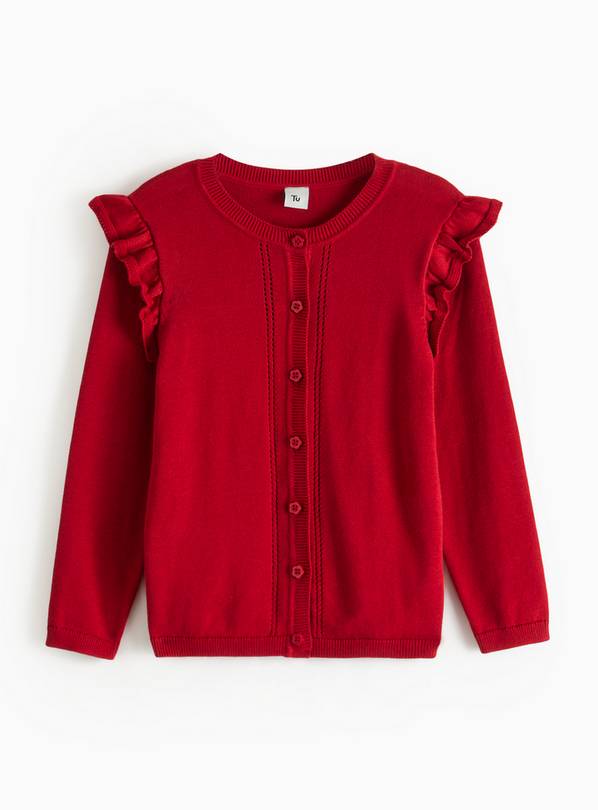 Red Knitted Cardigan with Frill Sleeve 6 years