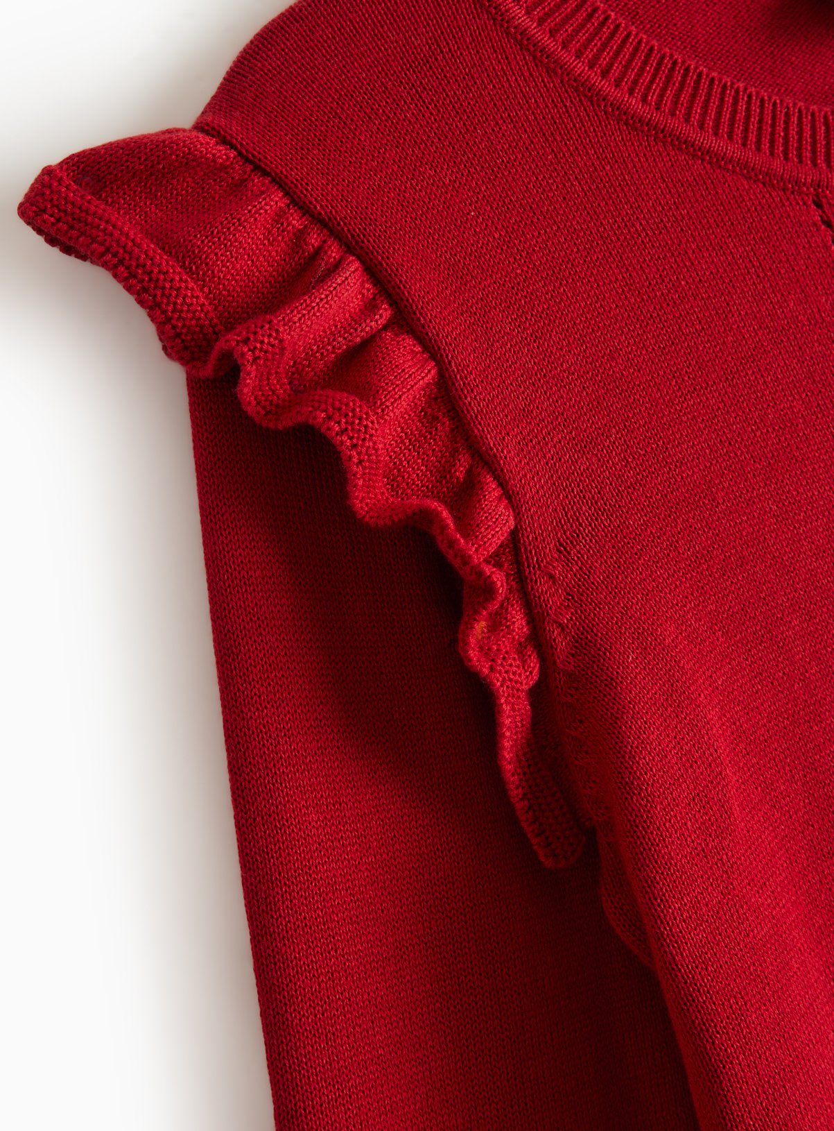 Red Knitted Cardigan with Frill Sleeve 12 years - Image 4 thumbnail