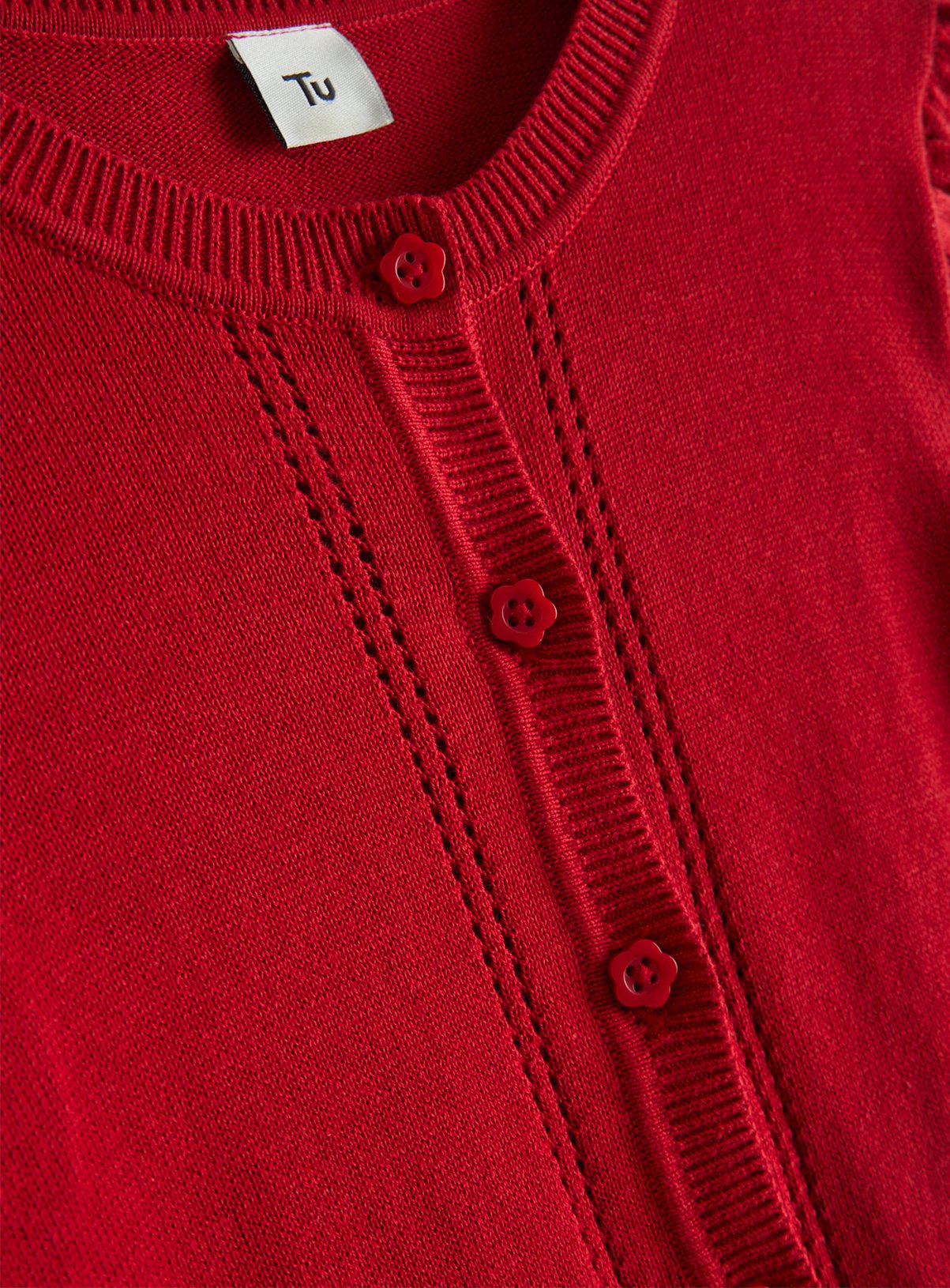 Red Knitted Cardigan with Frill Sleeve 12 years - Image 5 thumbnail