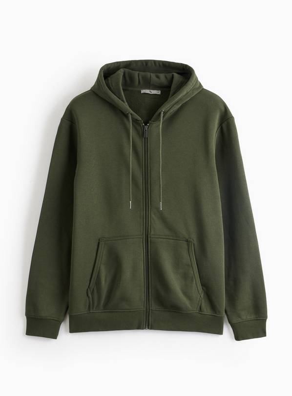 Khaki Full Zip Through Hoodie M