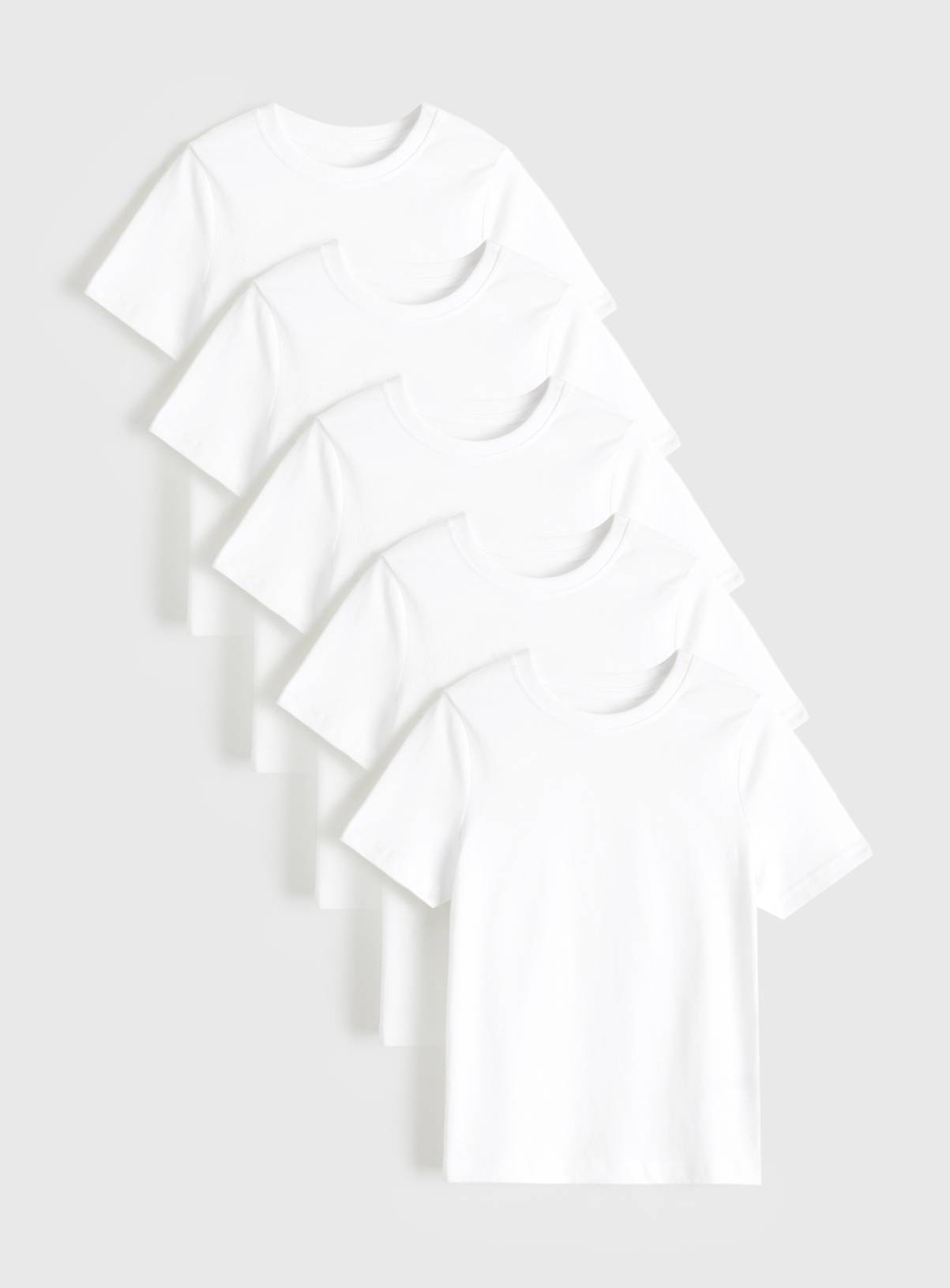 White Cotton Crew Neck T-Shirts 5 Pack 10 years - Image 1