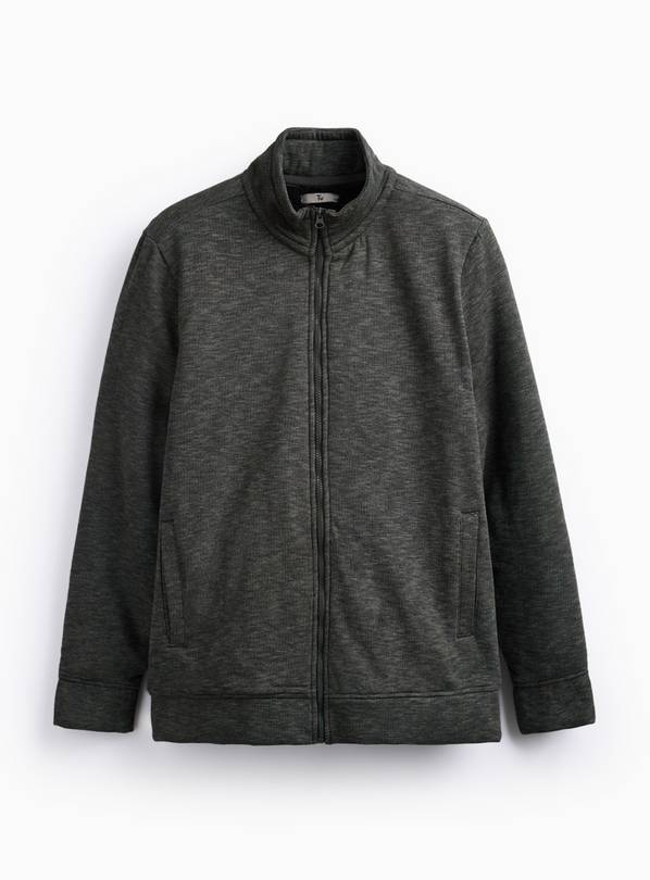 Green Fleece Lined Zip Through Sweatshirt S