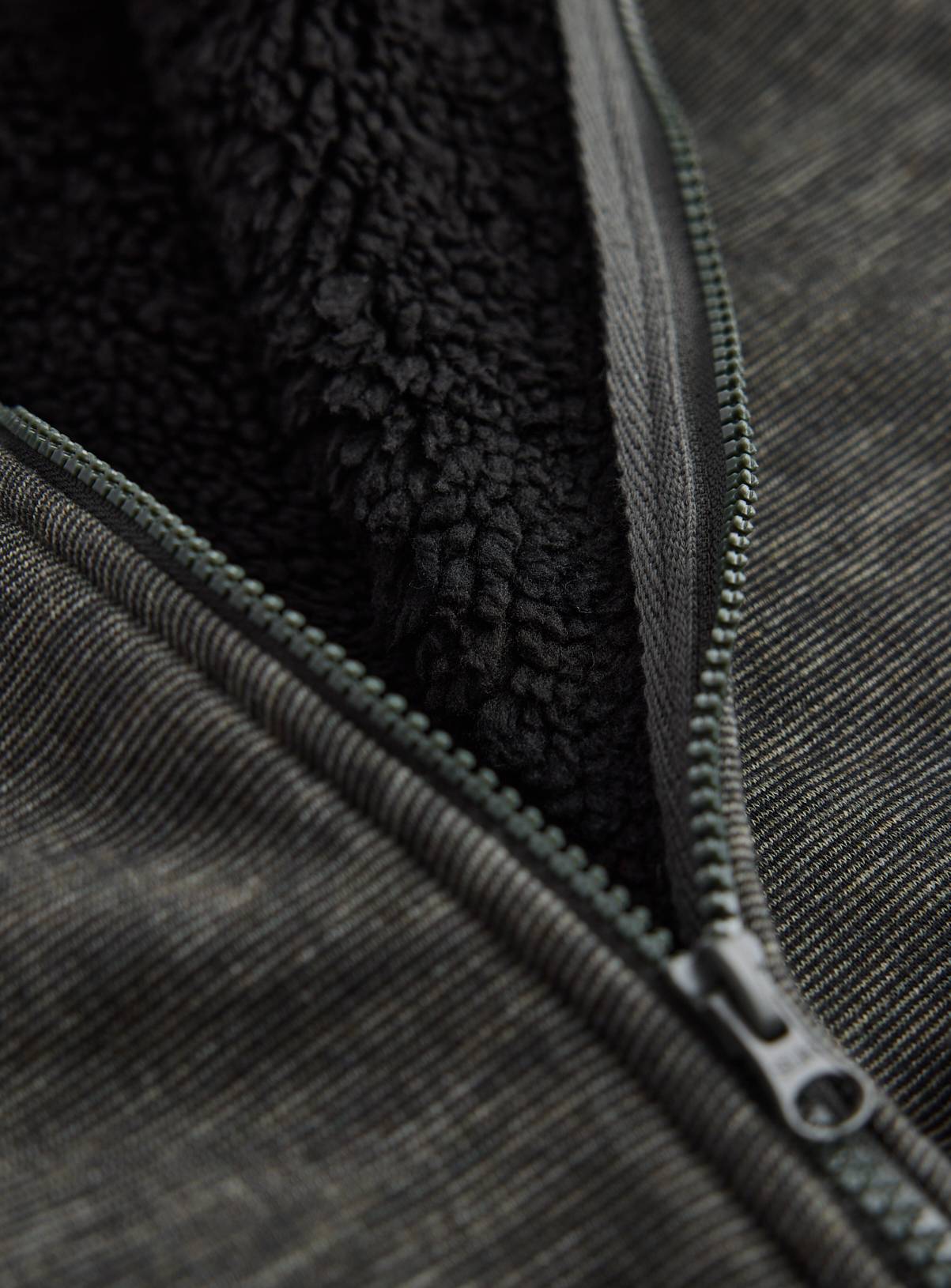 Green Fleece Lined Zip Through Sweatshirt M - Image 4
