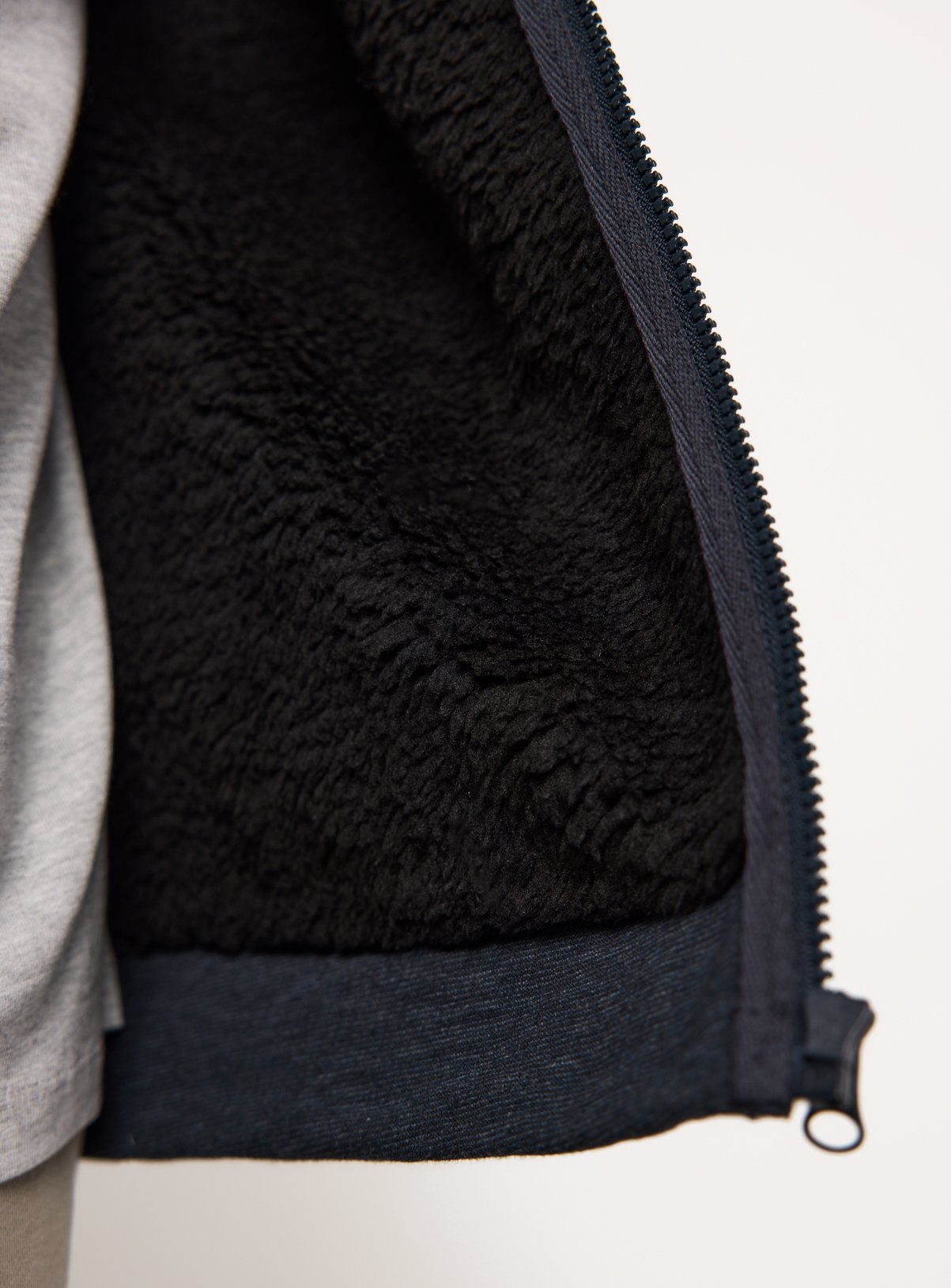 Navy Fleece Lined Zip Through Sweatshirt XL - Image 4 thumbnail