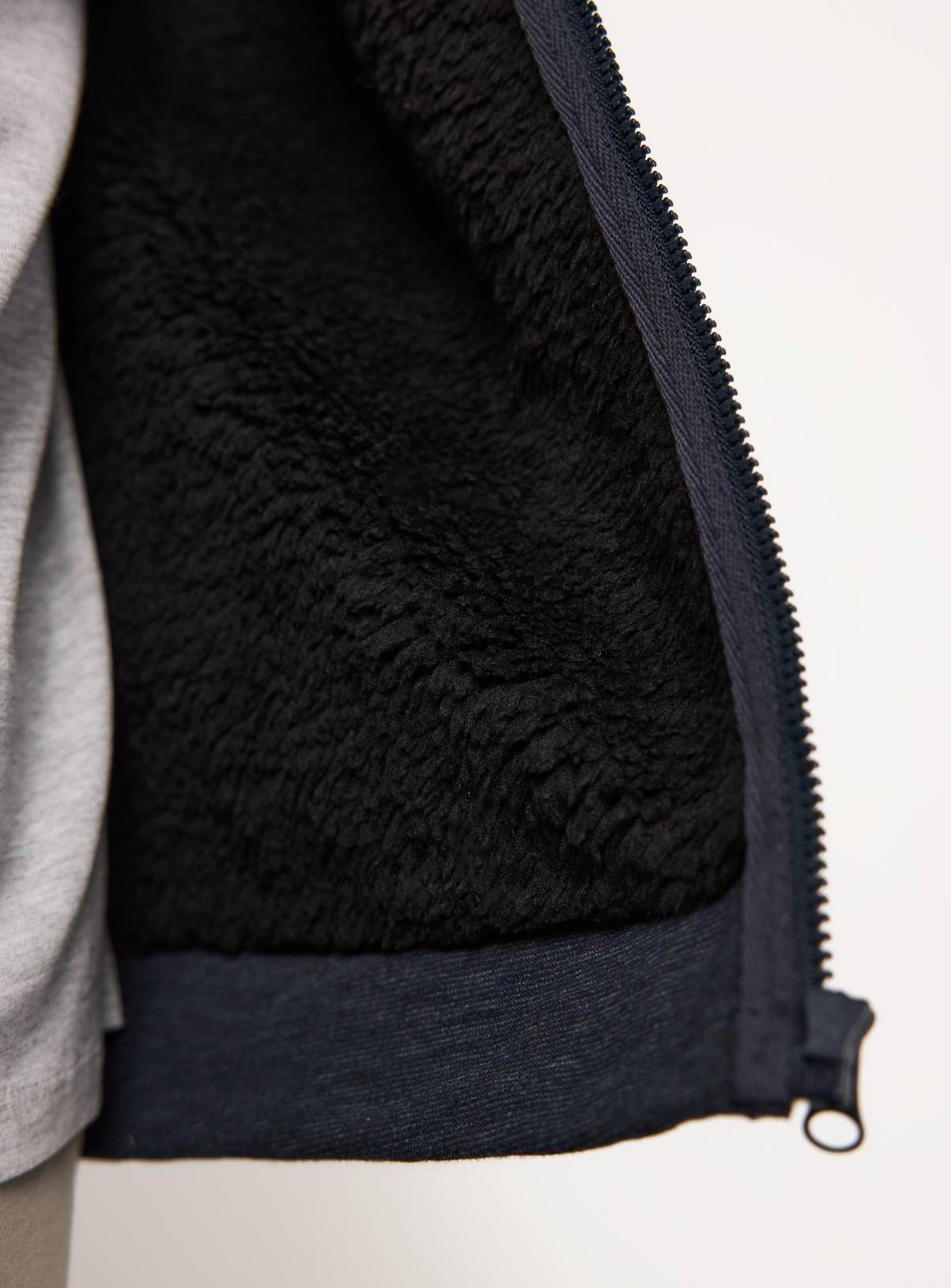 Navy Fleece Lined Zip Through Sweatshirt XL - Image 4