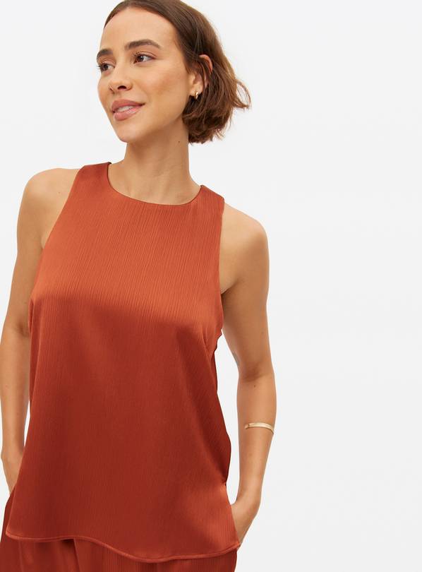 Rust Satin Sleeveless Co-ord Shell Top 18
