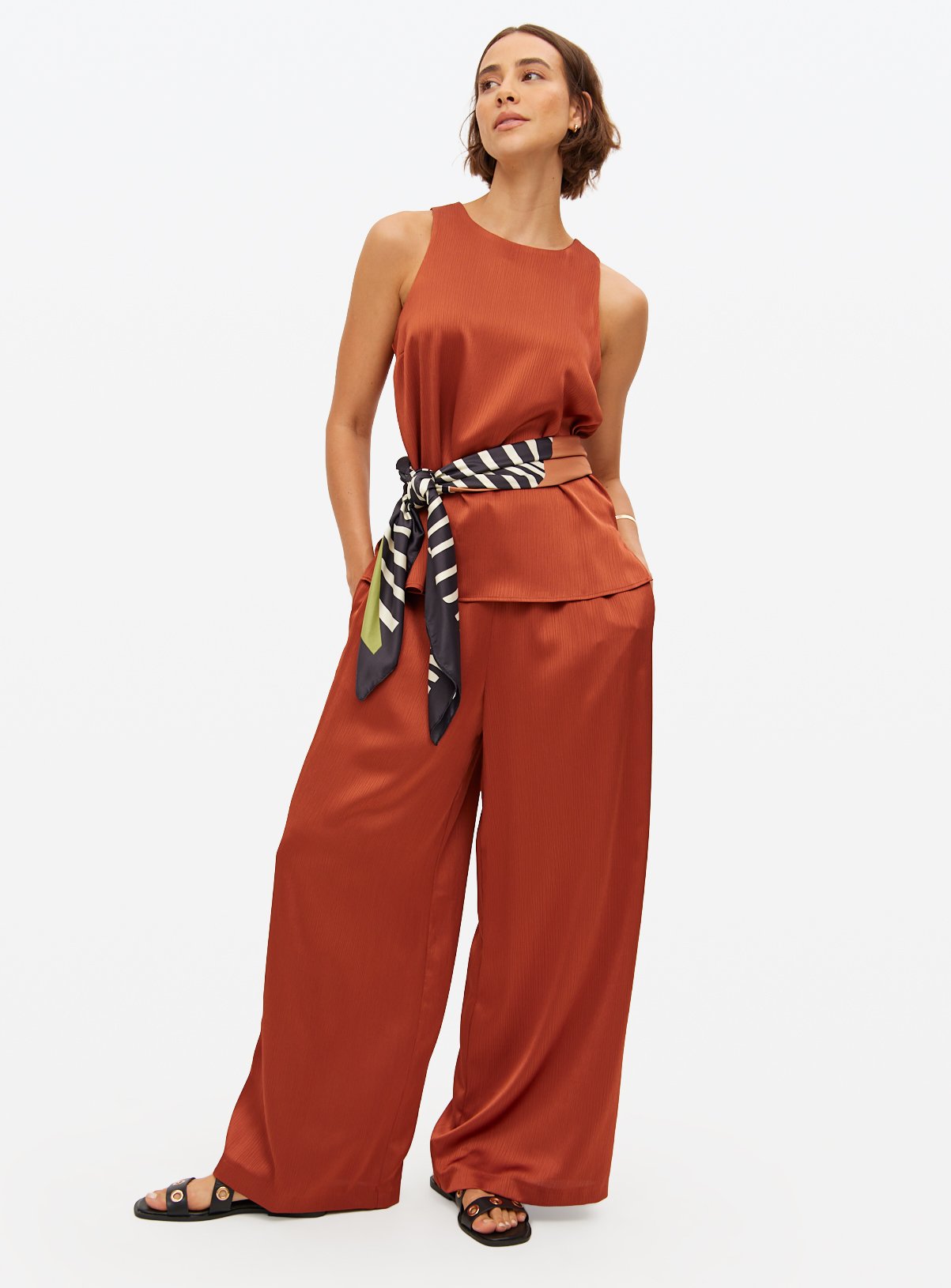 Rust Satin Sleeveless Co-ord Shell Top 12 - Image 2 thumbnail