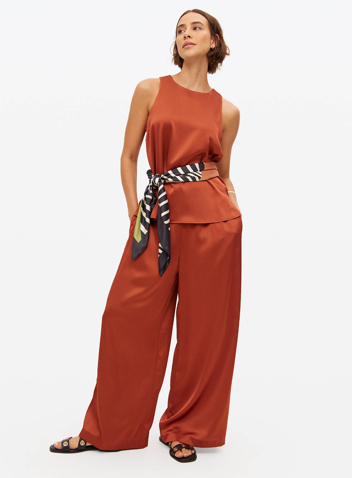 Rust Satin Sleeveless Co-ord Shell Top 12 - Image 2