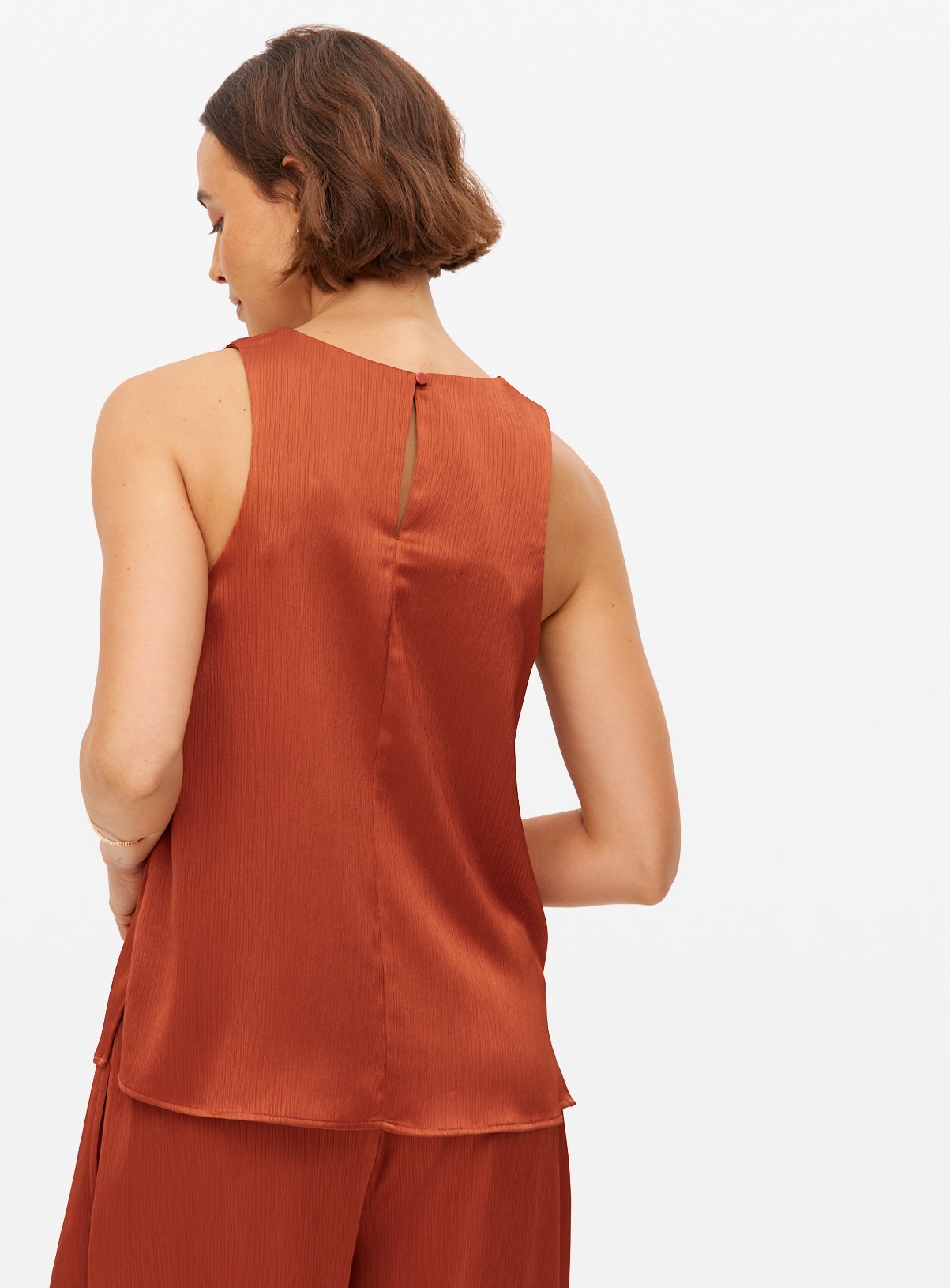 Rust Satin Sleeveless Co-ord Shell Top 12 - Image 4 thumbnail