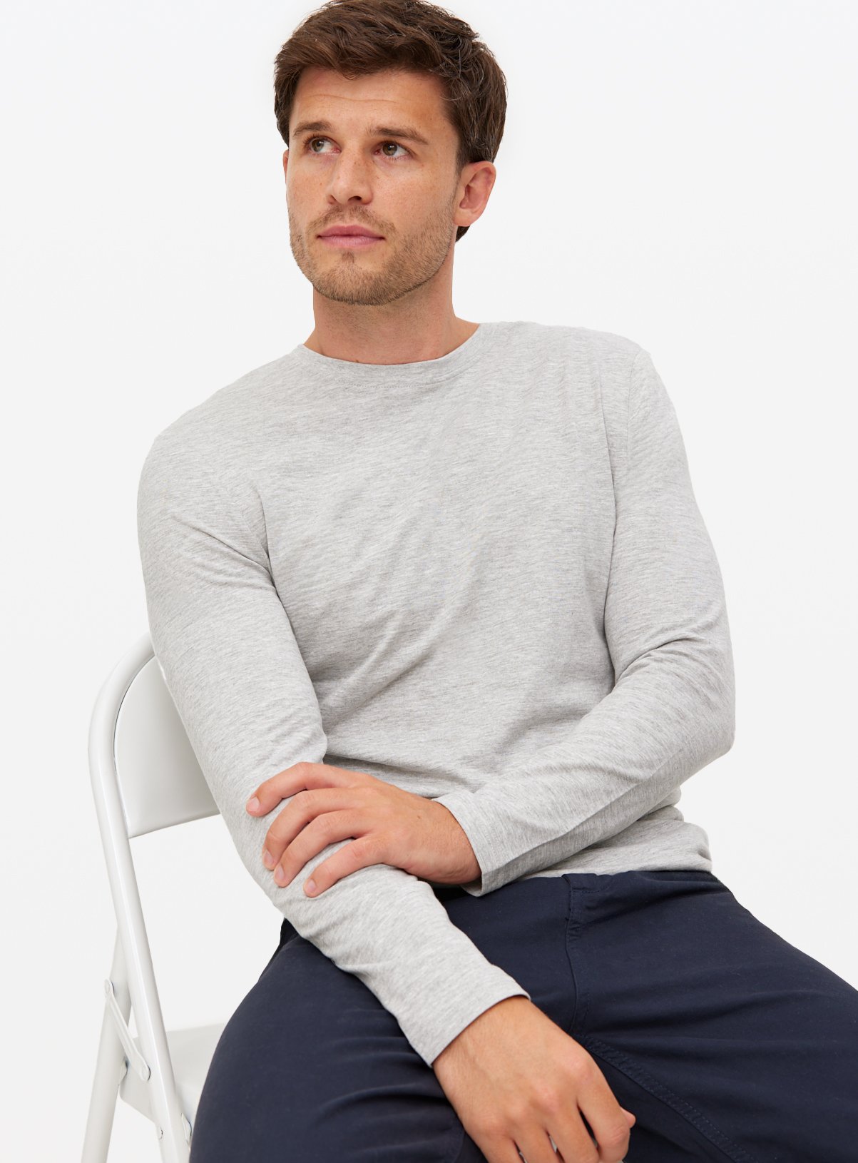 Grey Marl Long Sleeve T-Shirt XL - Image 1 thumbnail