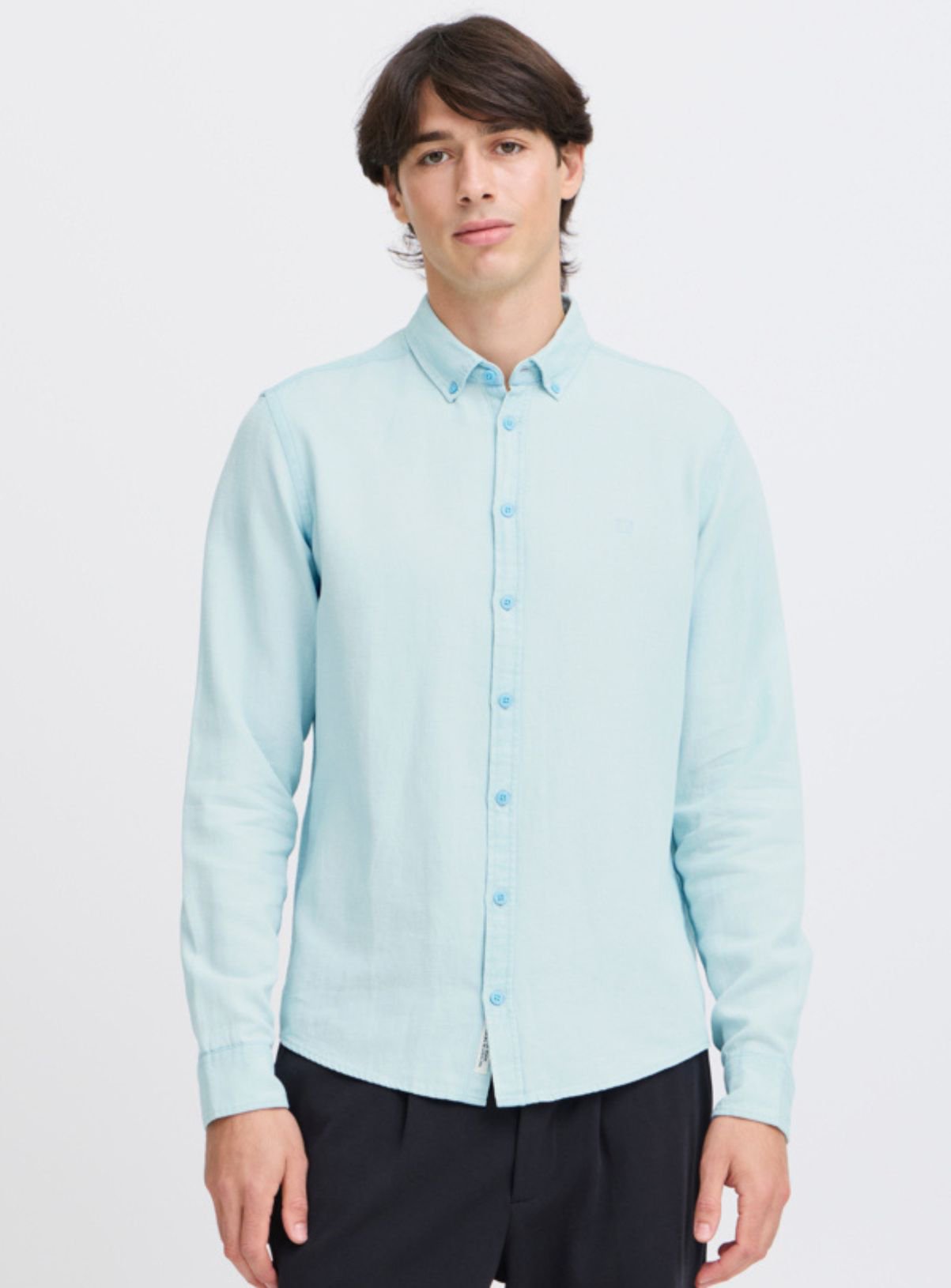 Men's CASUAL FRIDAY Light Blue Linen Mix Chambray Shirt