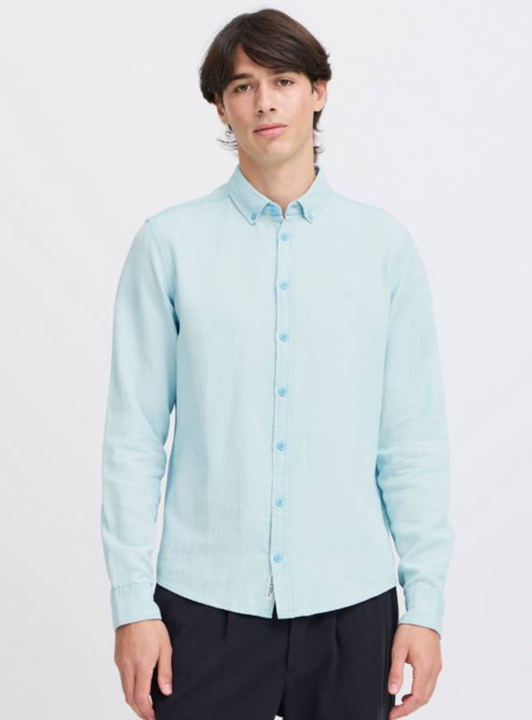 CASUAL FRIDAY Light Blue Linen Mix Chambray Shirt L