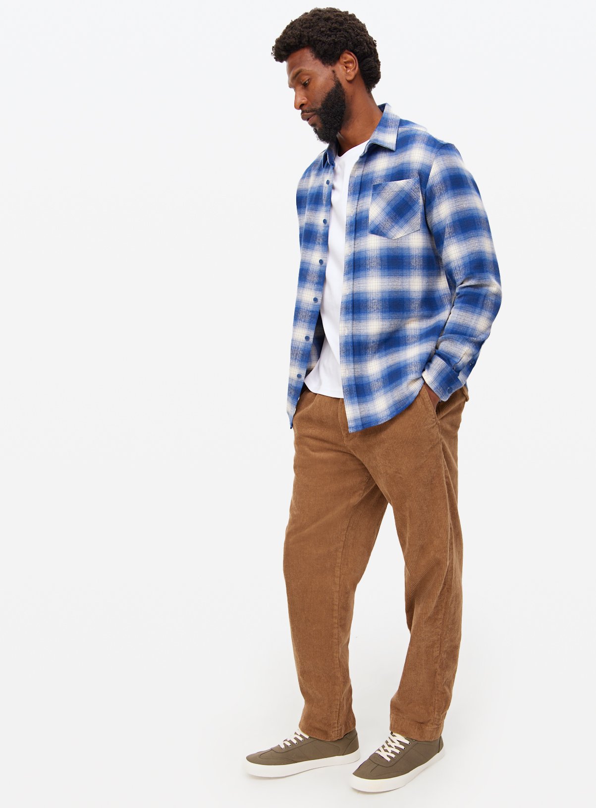 Blue Brushed Cotton Long Sleeve Shirt XL - Image 2 thumbnail