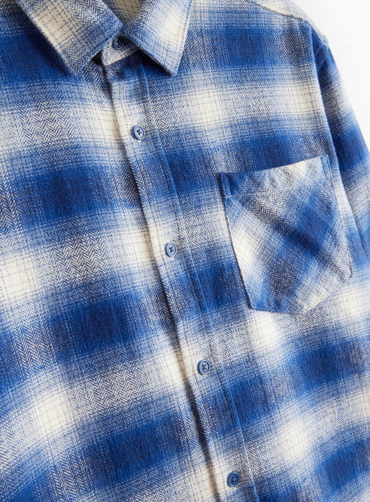 Blue Brushed Cotton Long Sleeve Shirt XL - Image 4 thumbnail