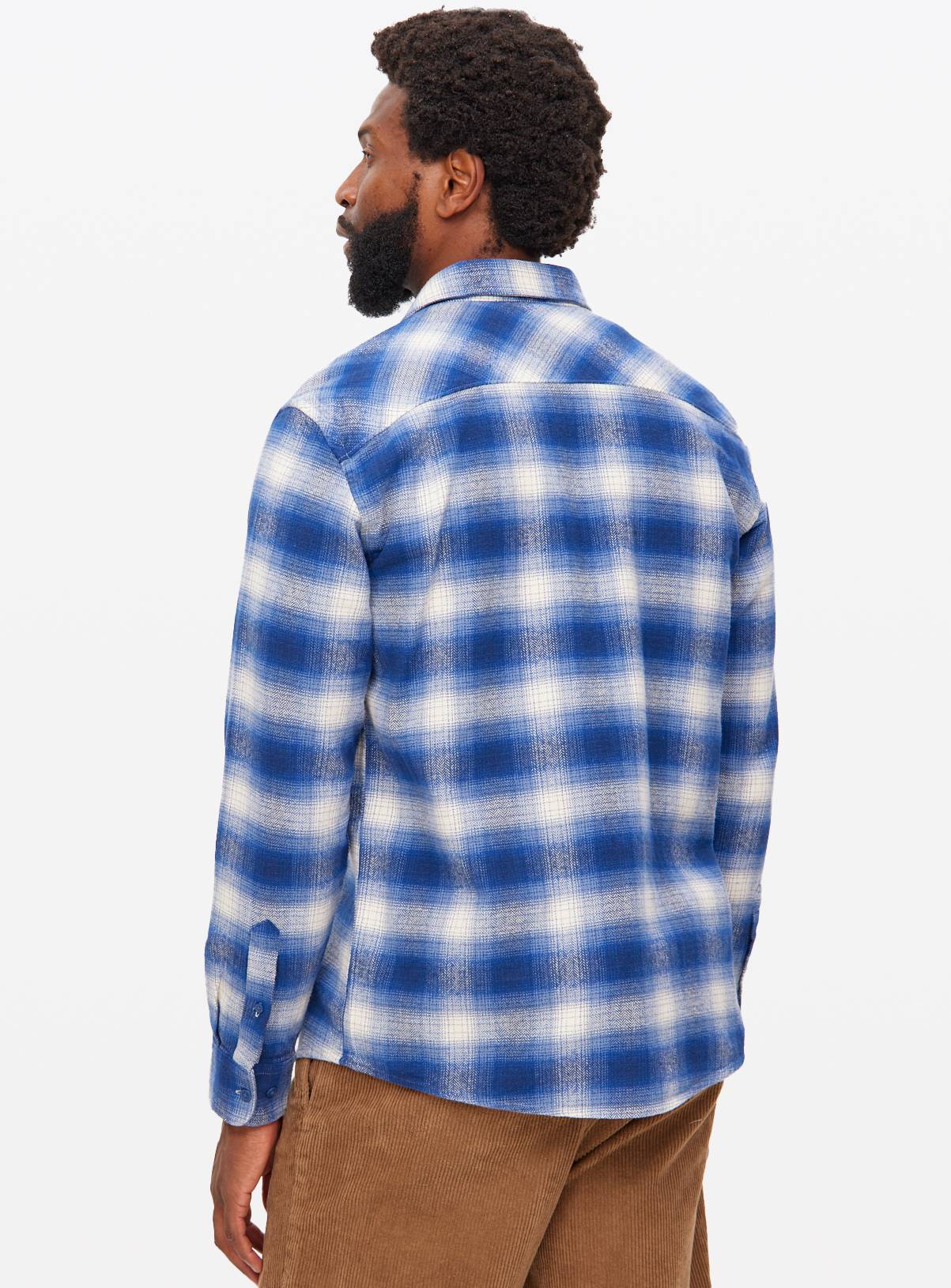 Blue Brushed Cotton Long Sleeve Shirt XL - Image 5