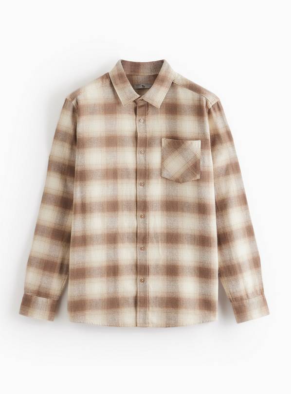 Ombre Neutral Brushed Cotton Long Sleeve Shirt M