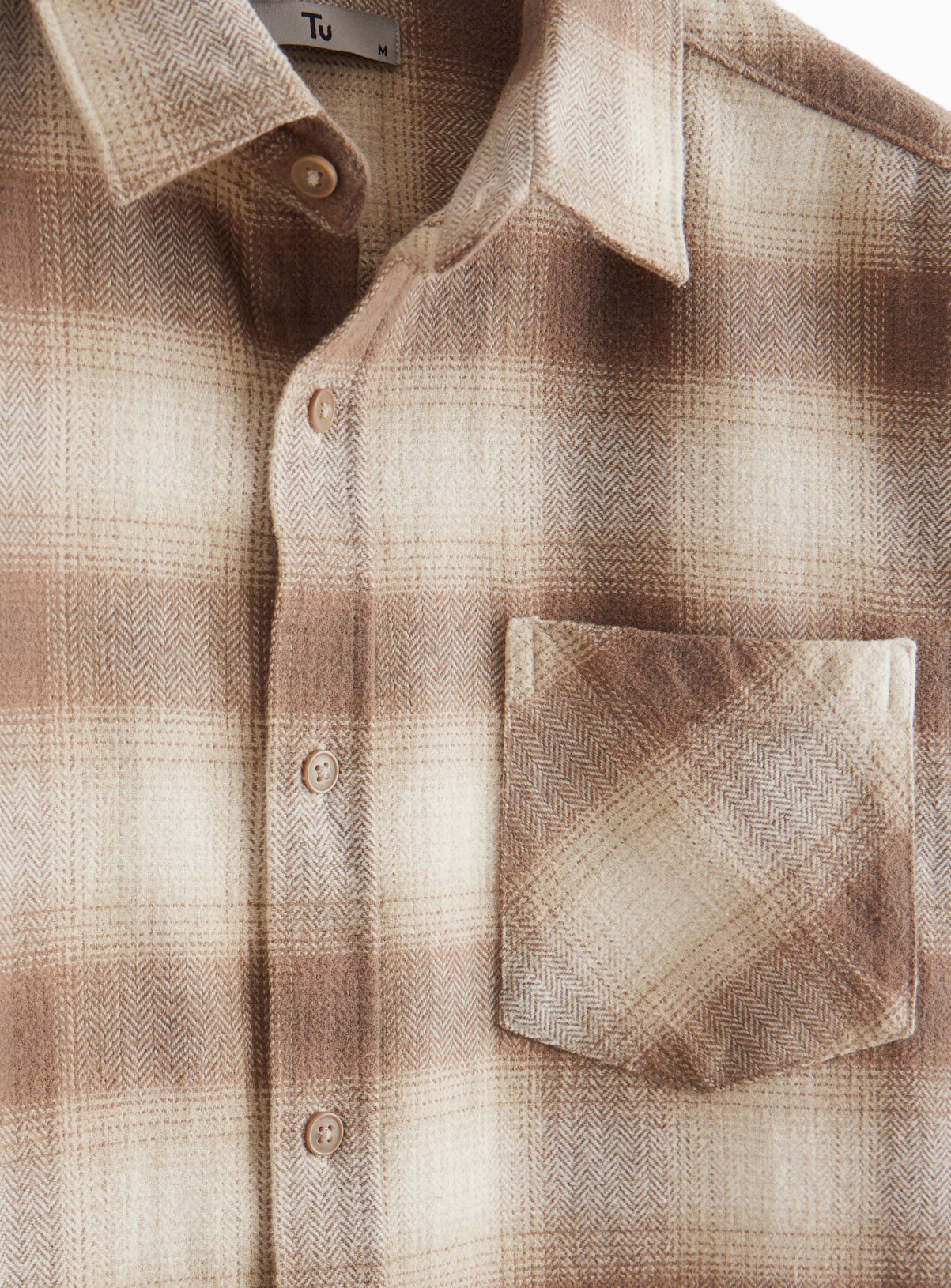 Ombre Neutral Brushed Cotton Long Sleeve Shirt XL - Image 4 thumbnail
