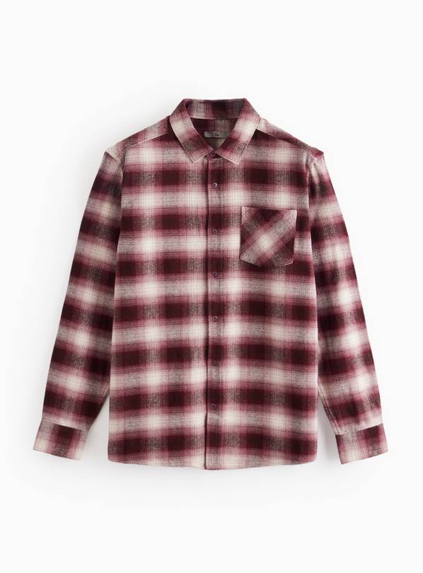 Ombre Plum Brushed Cotton Long Sleeve Shirt XXXL