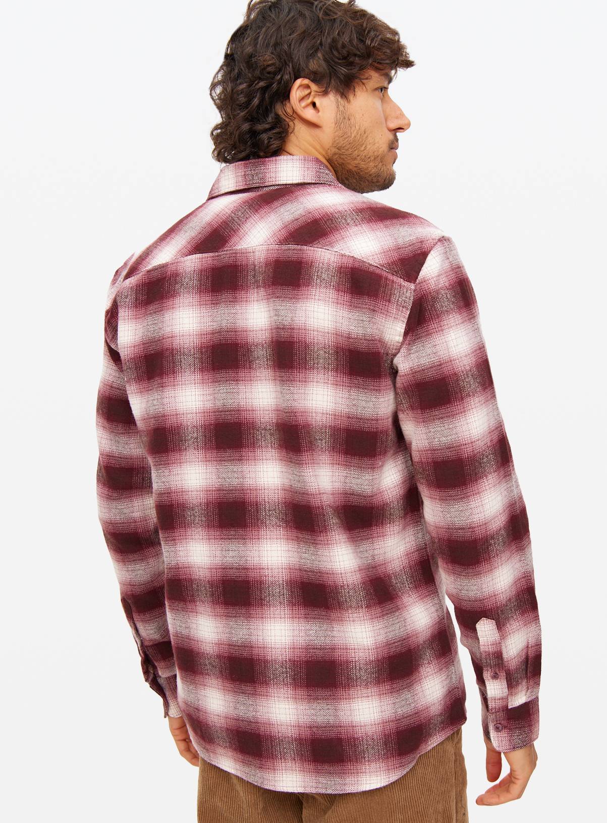 Ombre Plum Brushed Cotton Long Sleeve Shirt XL - Image 5