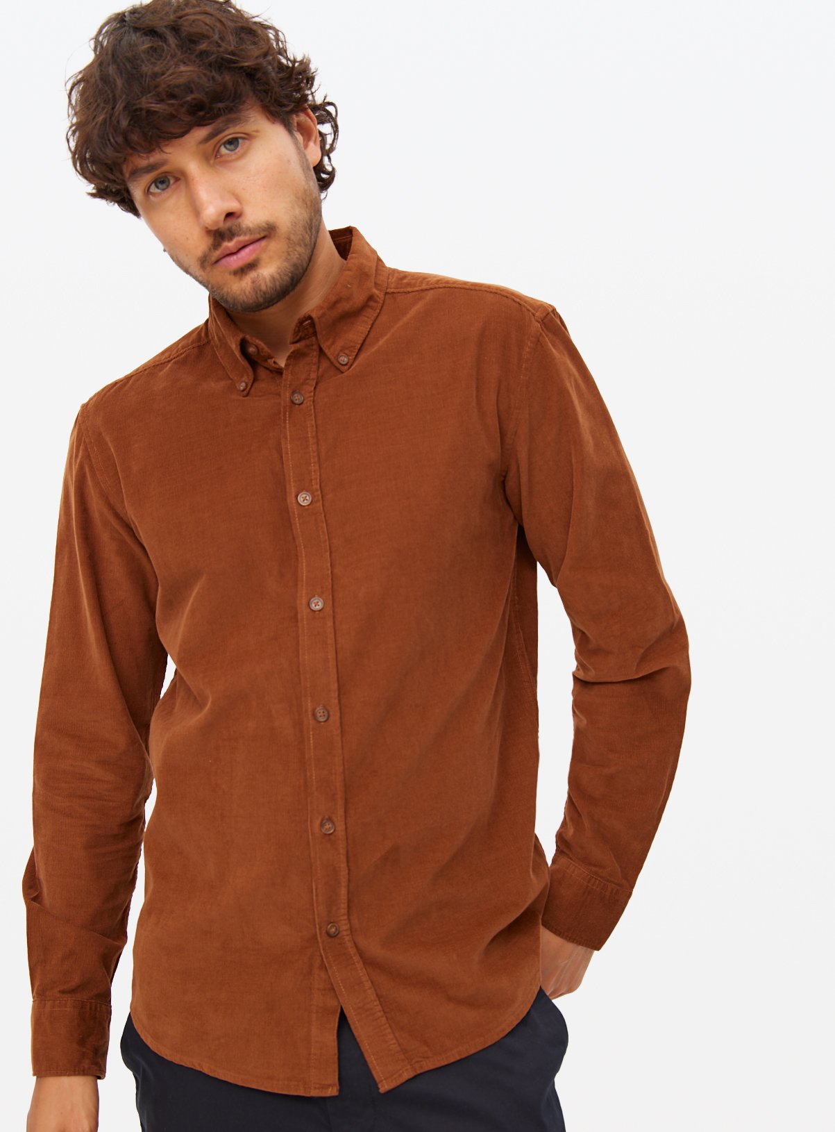 Men's Tan Baby Corduroy Shirt