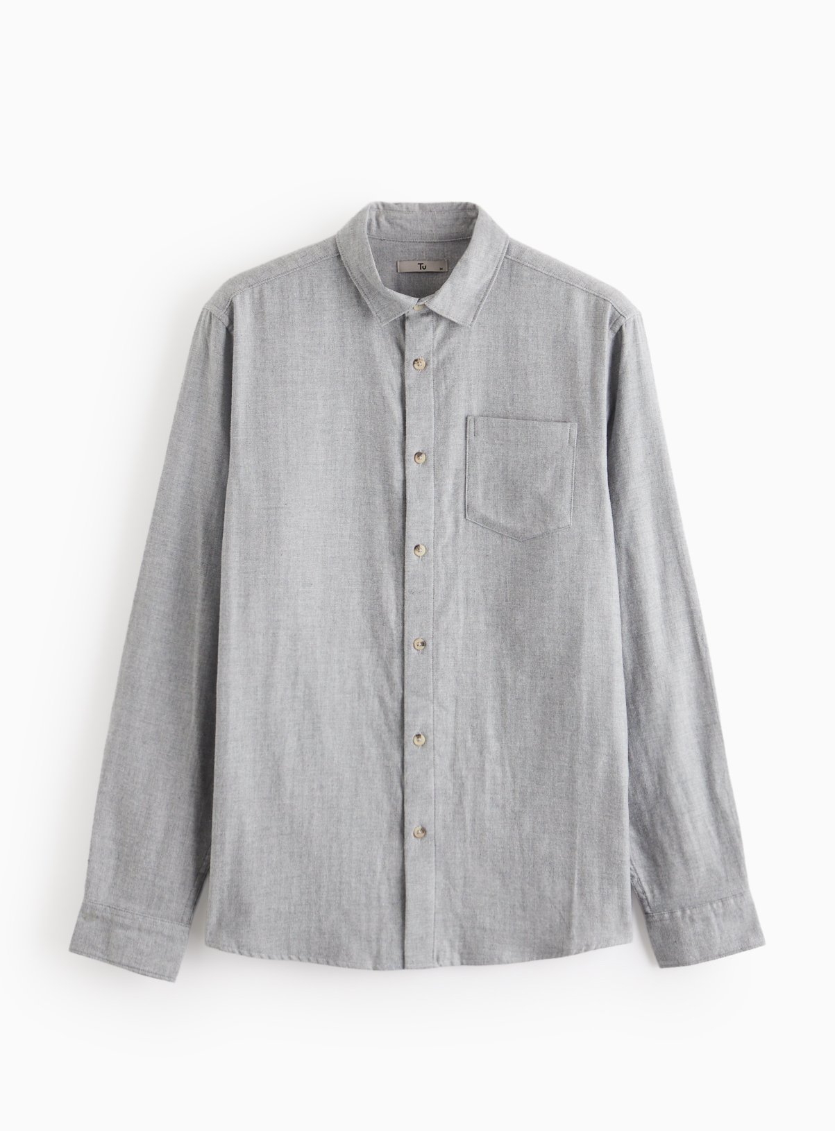 Men's Grey Herringbone Print Flannel Shirt