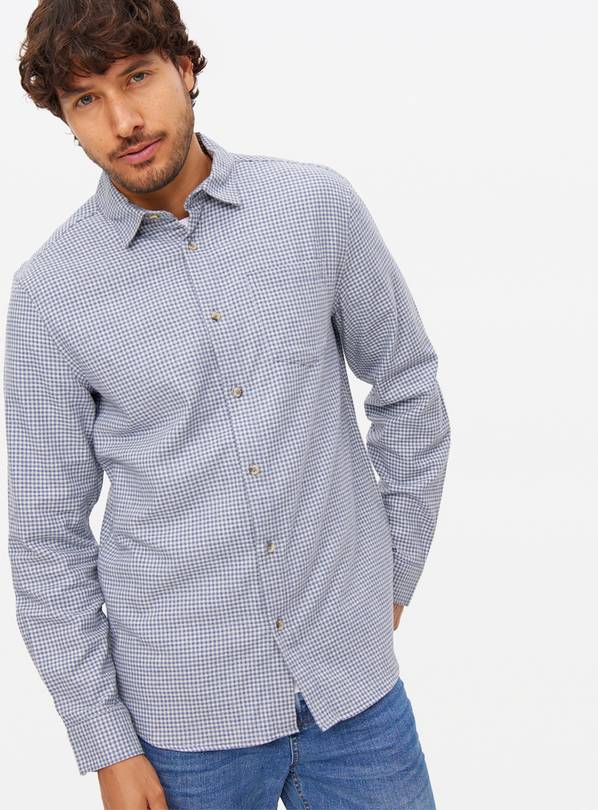 Blue Houndstooth Print Flannel Shirt XXL