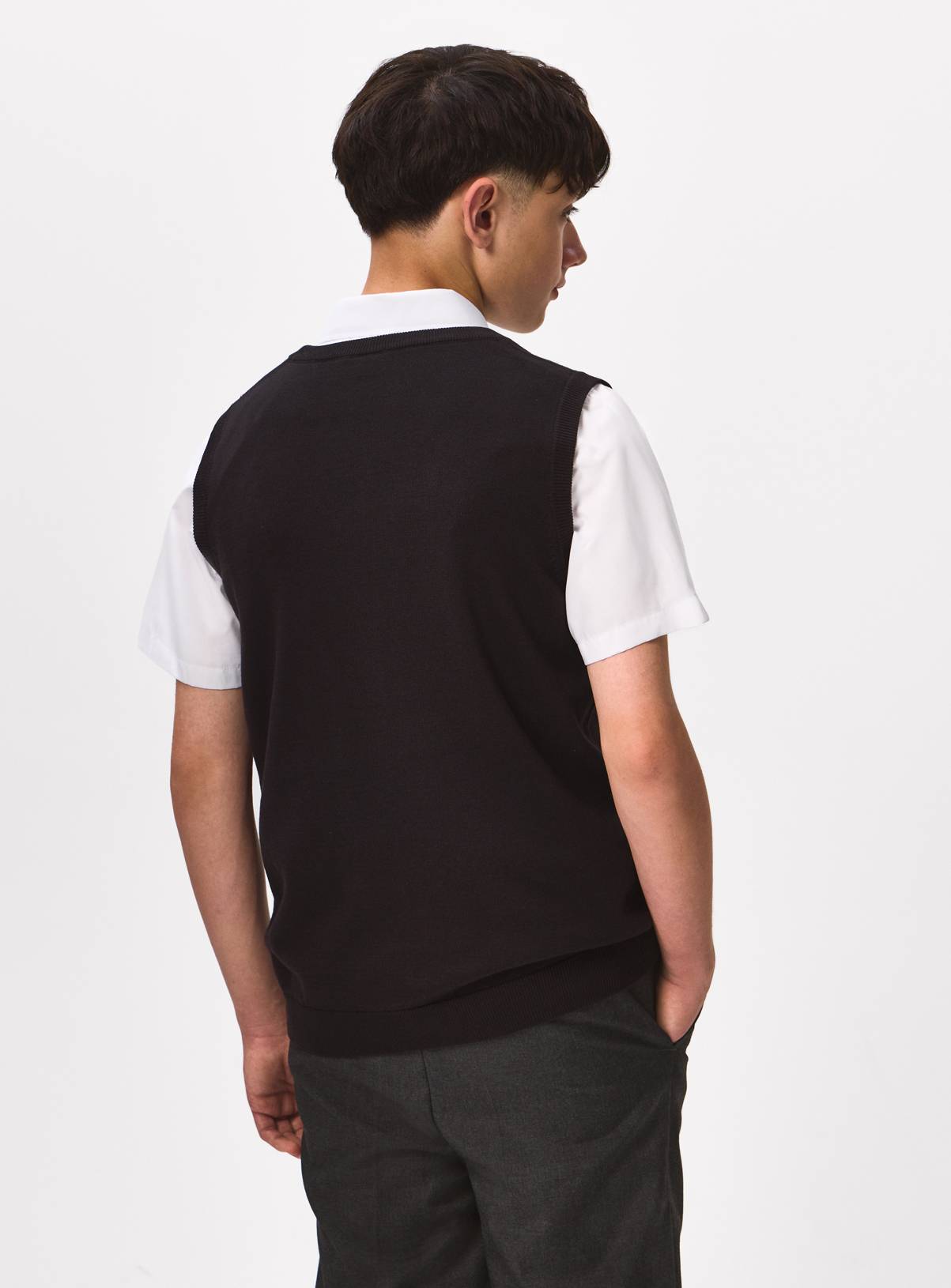 Black Knitted V Neck School Uniform Vest 15 years - Image 6