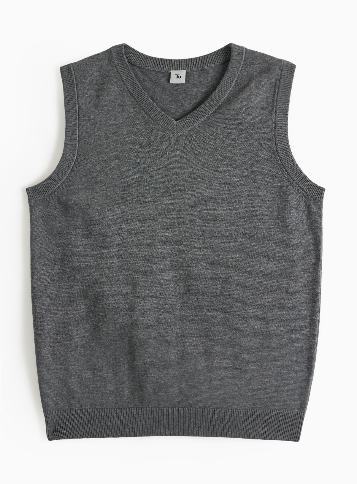 Grey Unisex V Neck Knitted Vest 14 years - Image 2 thumbnail