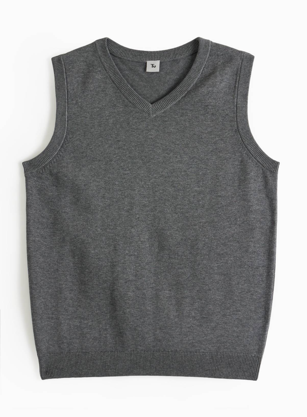 Grey Unisex V Neck Knitted Vest 14 years - Image 2