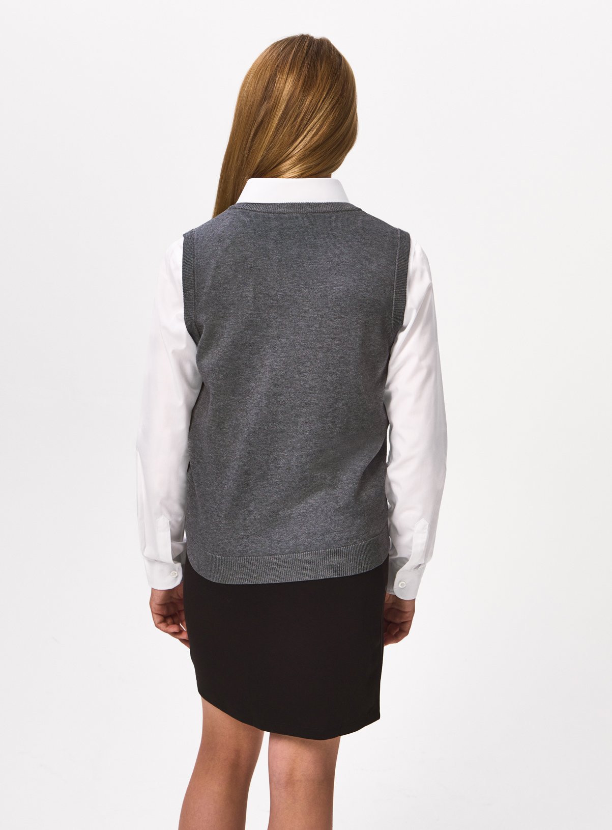 Grey Unisex V Neck Knitted Vest 14 years - Image 4 thumbnail