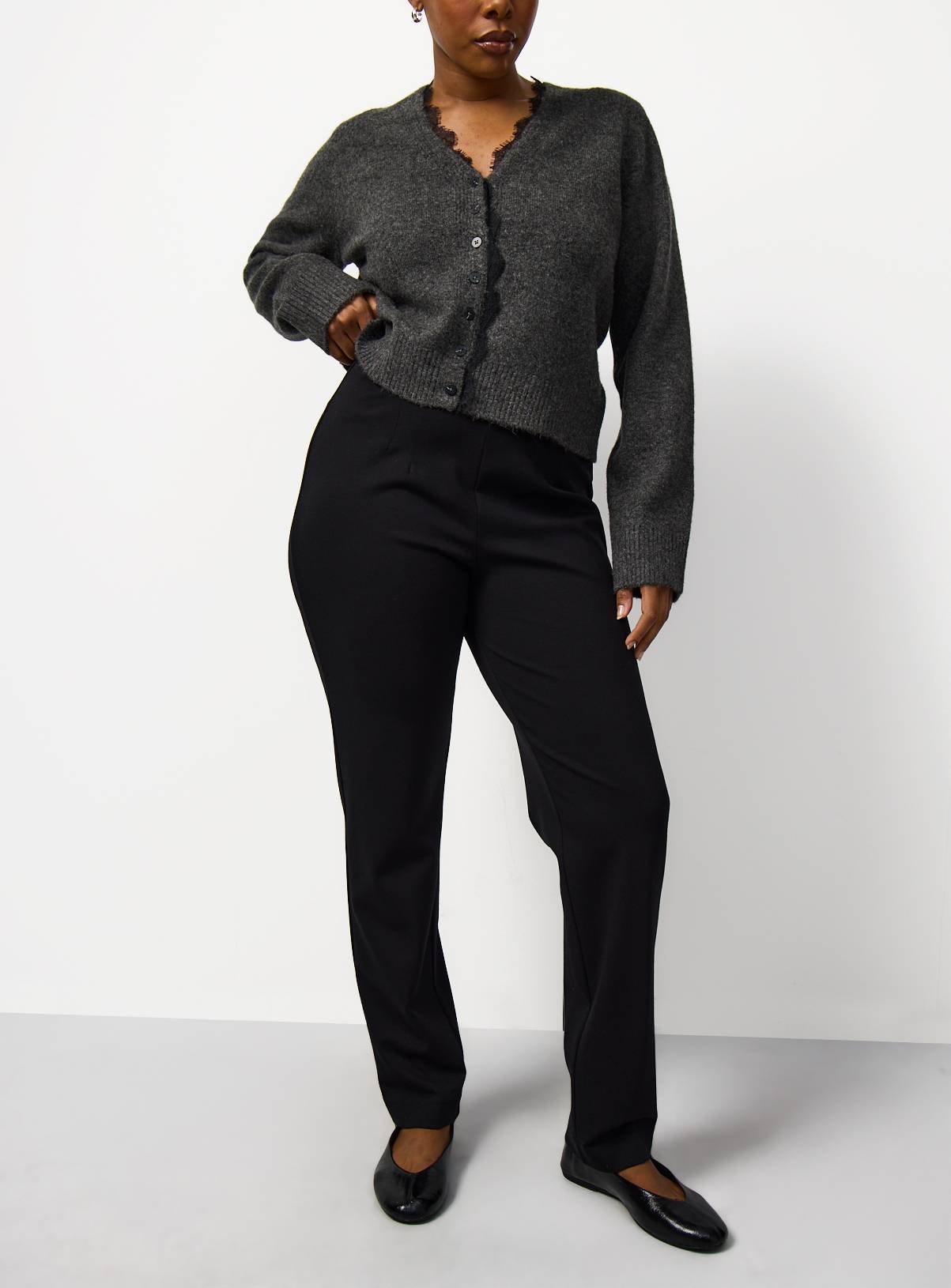 Black Ponte Tapered Trousers 16L - Image 1