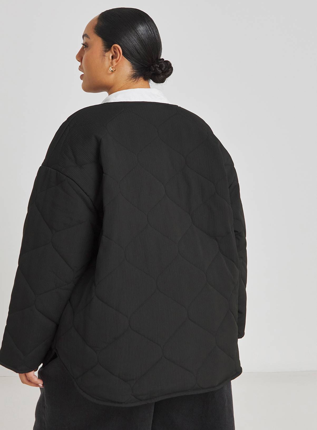 SIMPLY BE Textured Quilted Round Collar Jacket 12 - Image 3