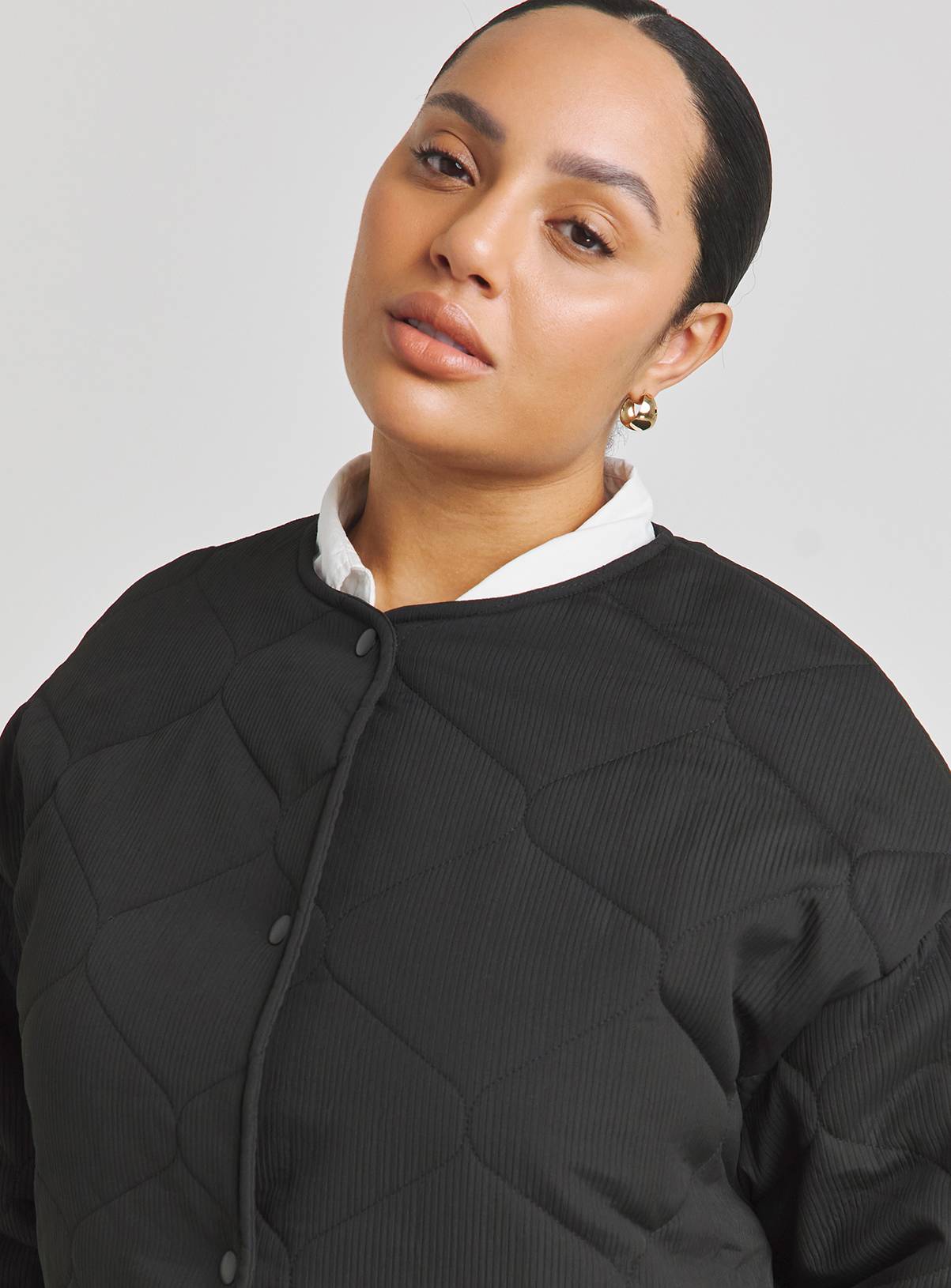 SIMPLY BE Textured Quilted Round Collar Jacket 12 - Image 5