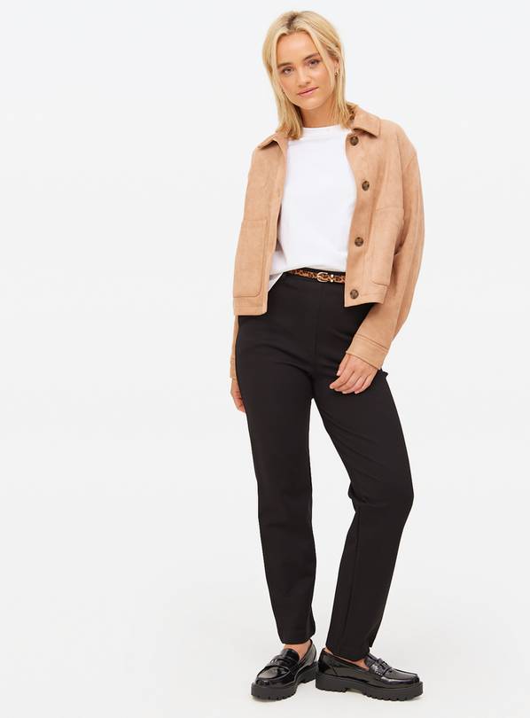 Black Tailored Tapered Leg Ponte Trousers  12S
