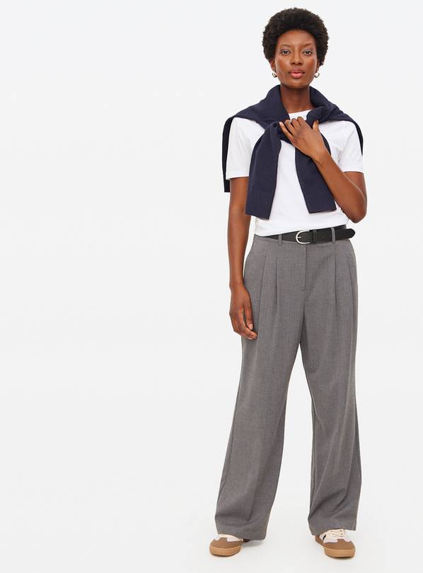 Grey Tailored Pleated Wide Leg Co-ord Trousers  20R