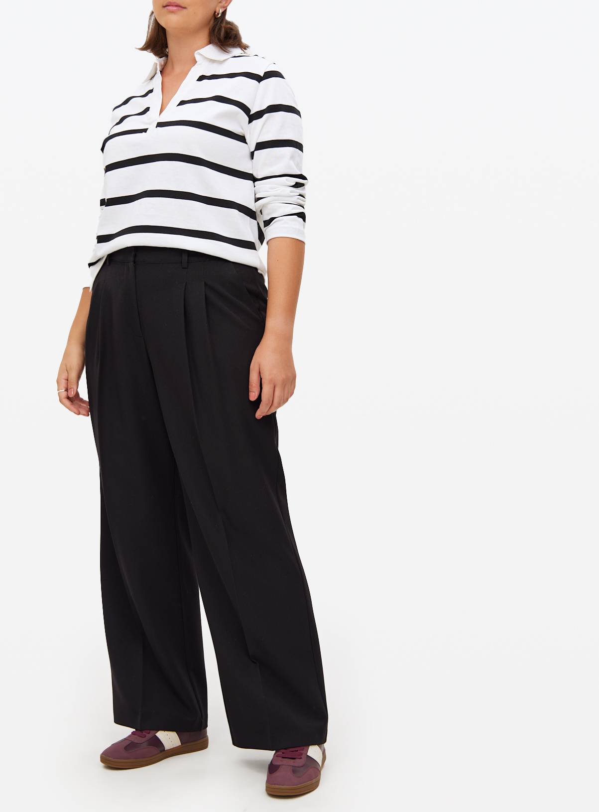 Black Pleated Tailored Wide Leg Co-ord Trousers 16L - Image 1