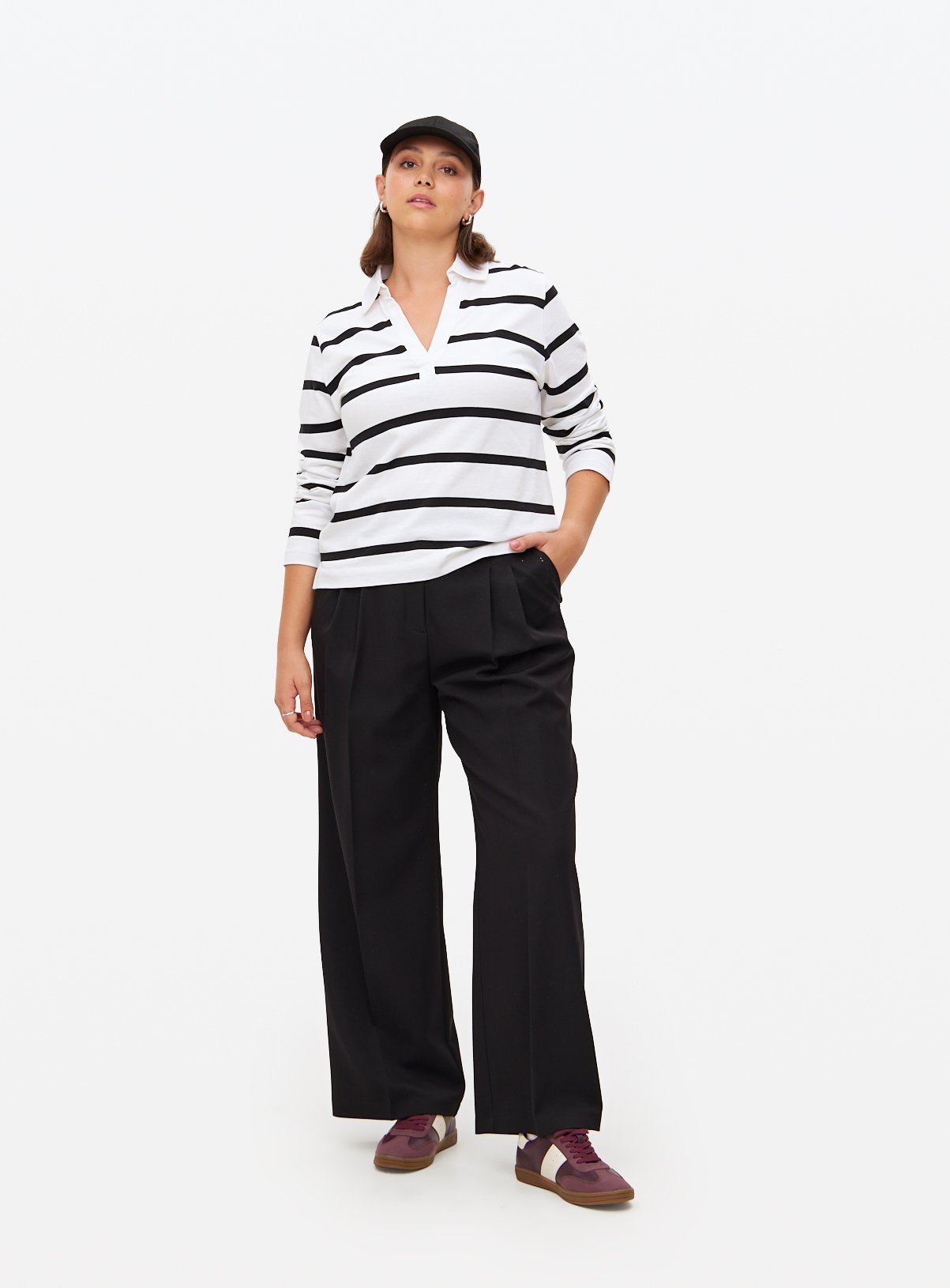 Black Pleated Tailored Wide Leg Co-ord Trousers 16L - Image 2 thumbnail