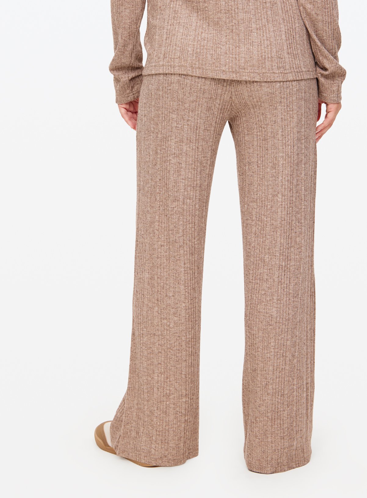 Stone Wide Leg Ribbed Co-ord Trousers  10 - Image 4 thumbnail