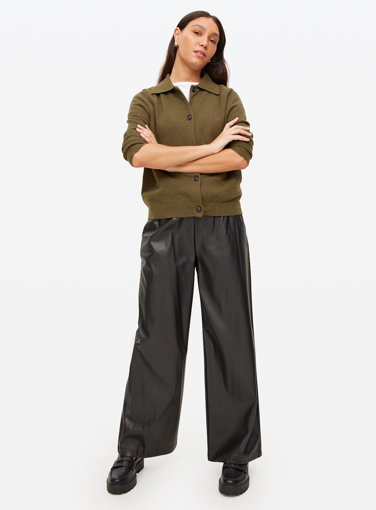 Black Faux Leather Wide Leg Trousers 8 - Image 2 thumbnail