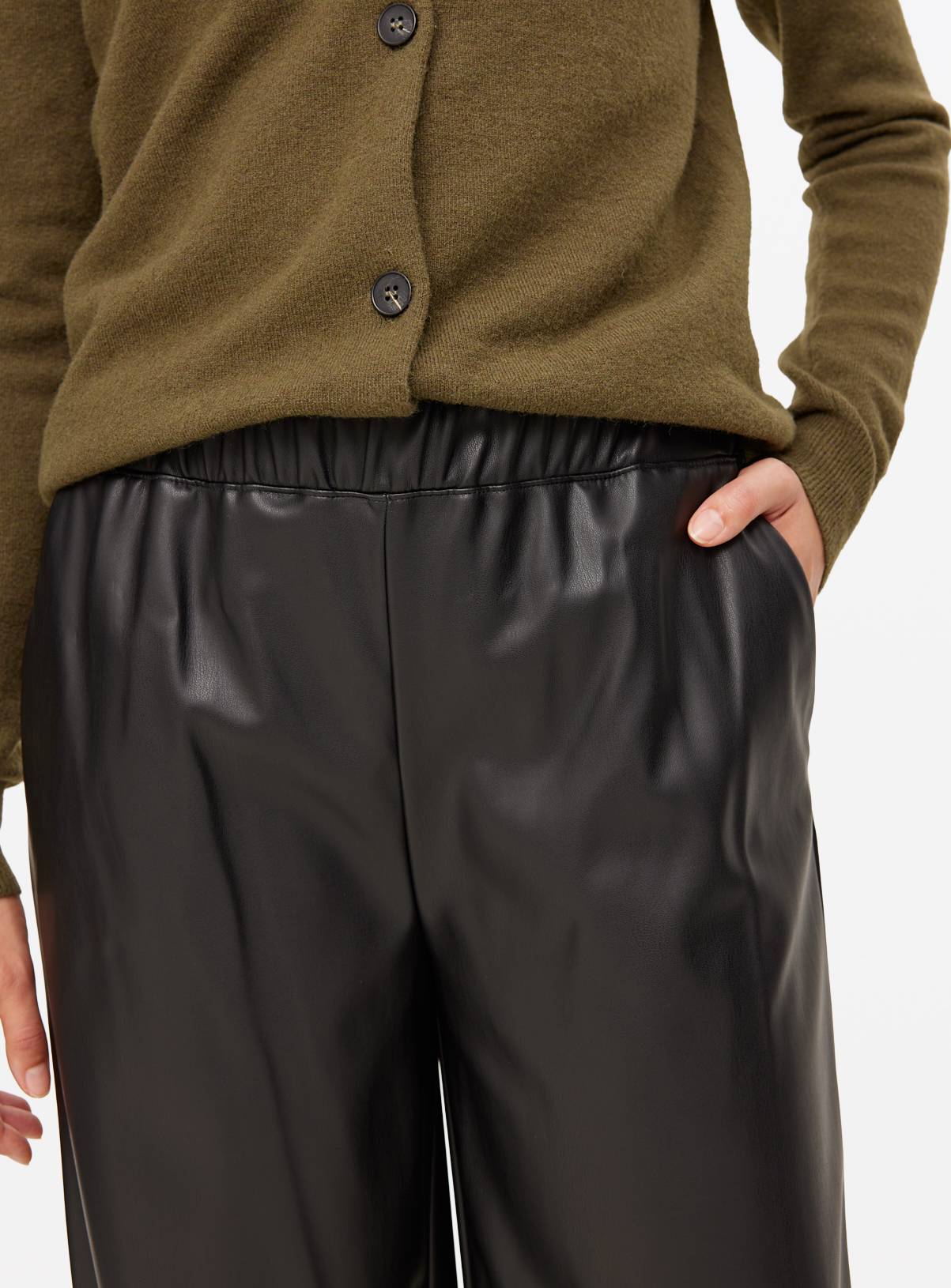 Black Faux Leather Wide Leg Trousers 8 - Image 3