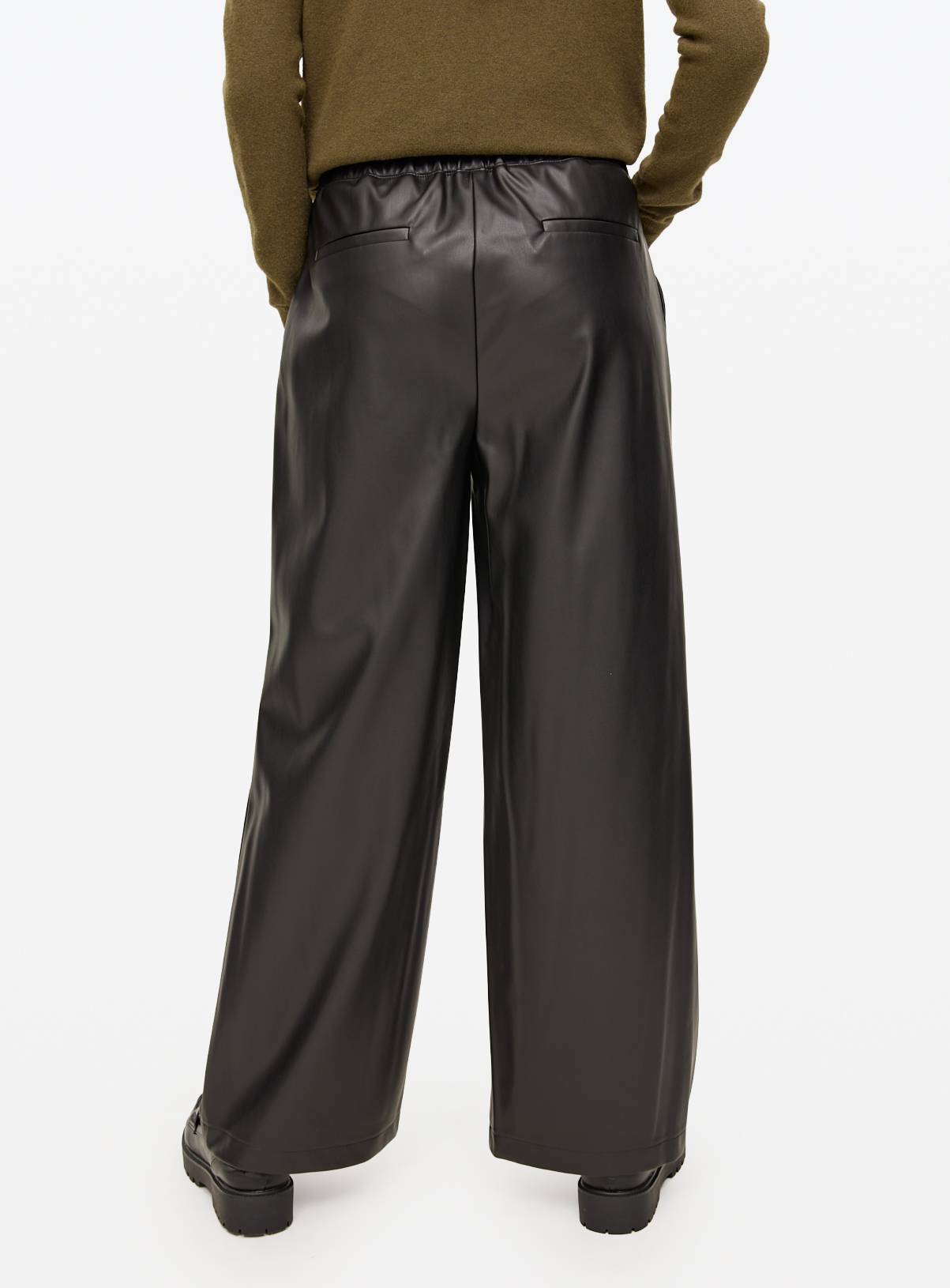 Black Faux Leather Wide Leg Trousers 8 - Image 4