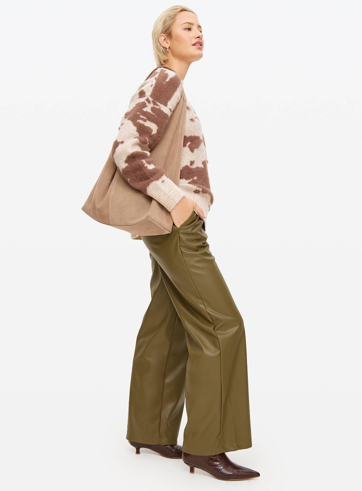Green Faux Leather Wide Leg Trousers 10 - Image 1