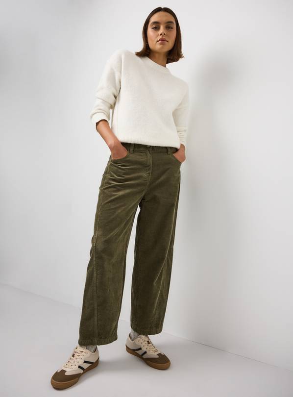 Green Corduroy Relaxed Barrel Leg Trousers 20