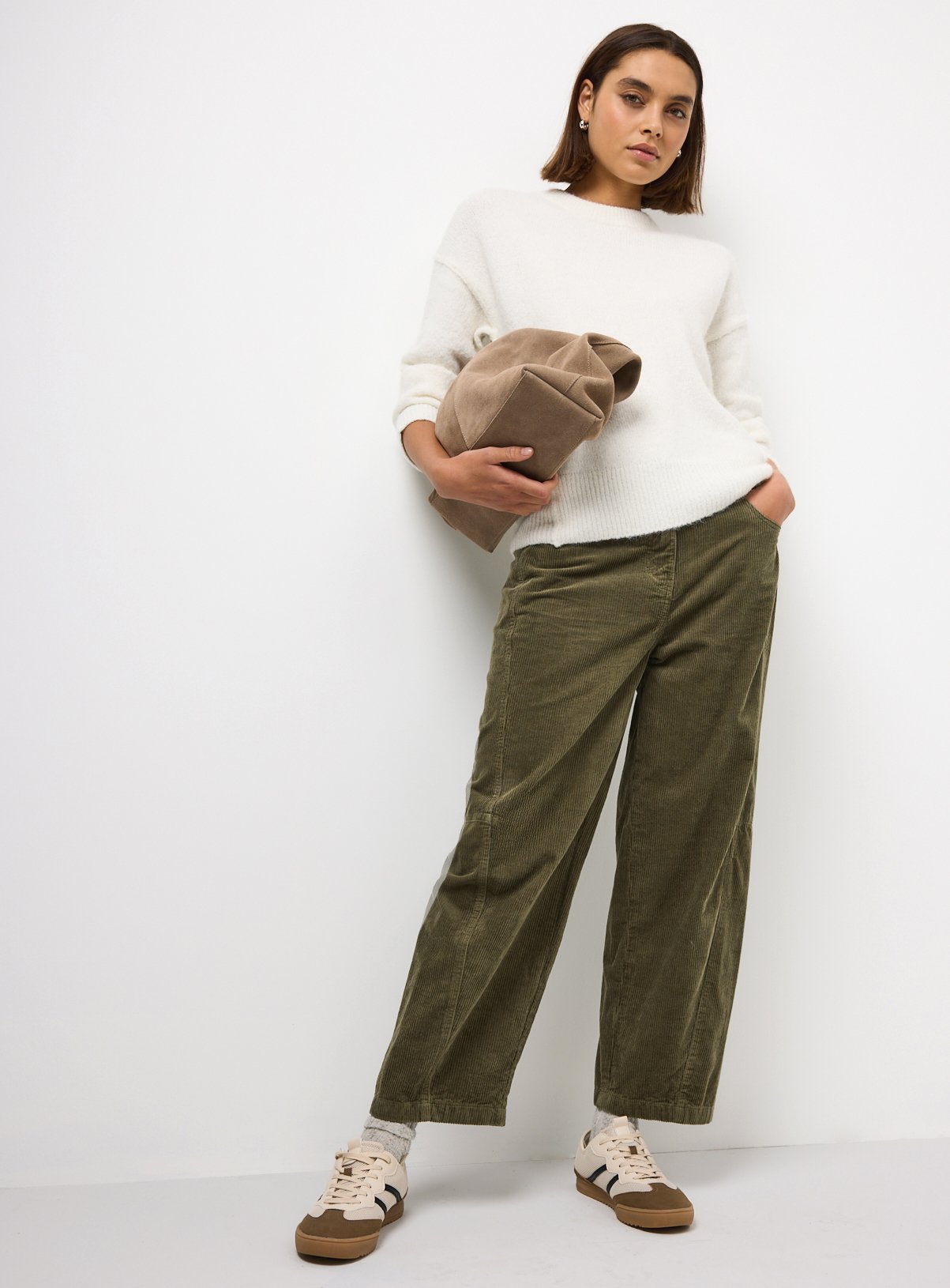 Green Corduroy Relaxed Barrel Leg Trousers 20 - Image 3 thumbnail