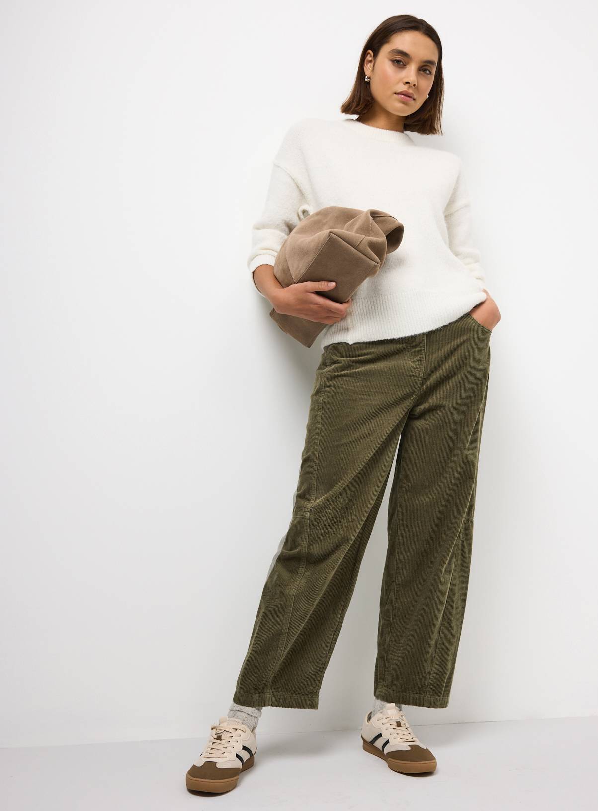 Green Corduroy Relaxed Barrel Leg Trousers 20 - Image 3