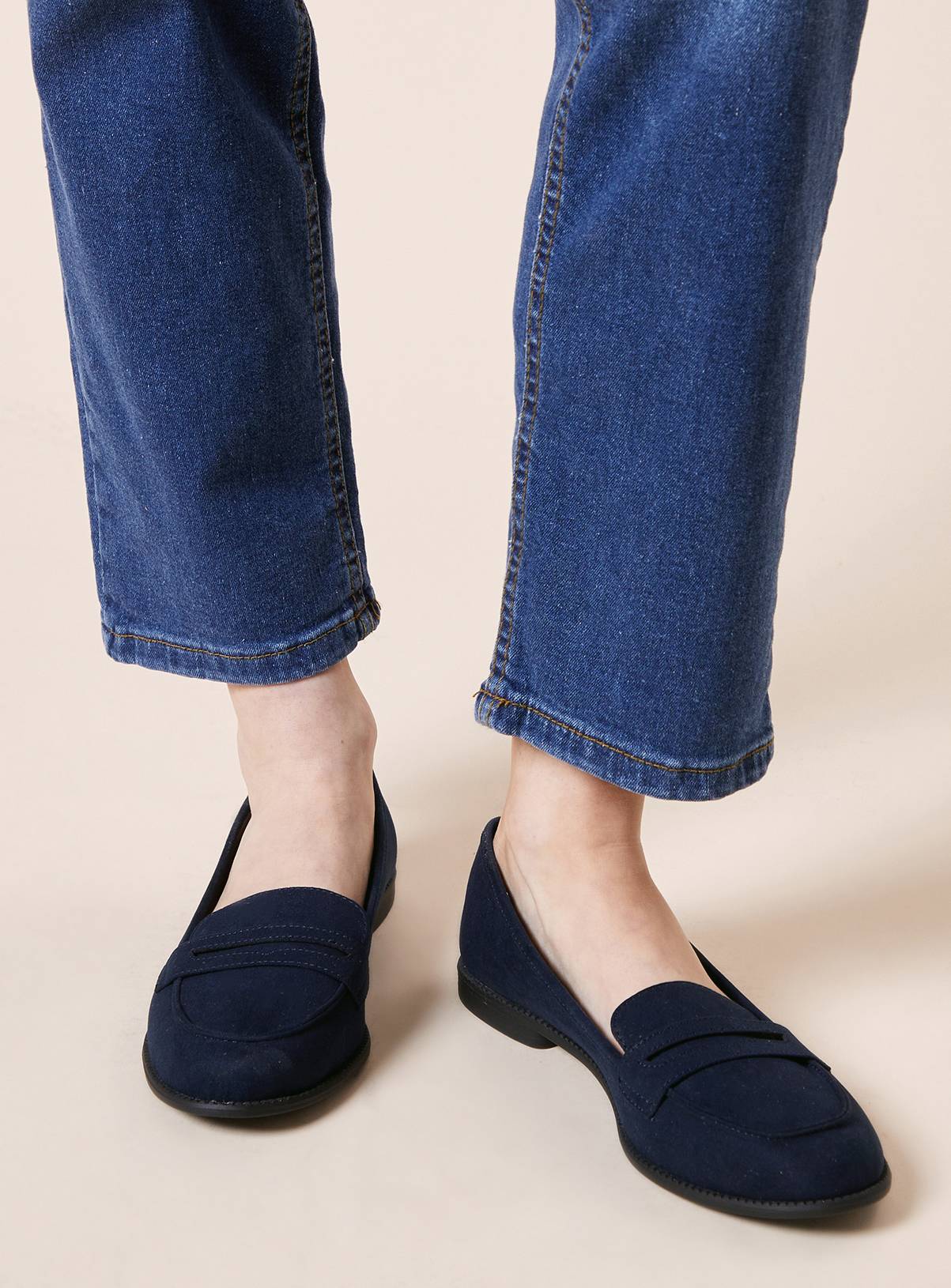DOROTHY PERKINS Navy Faux Suede Lara Penny Loafers 5 - Image 1